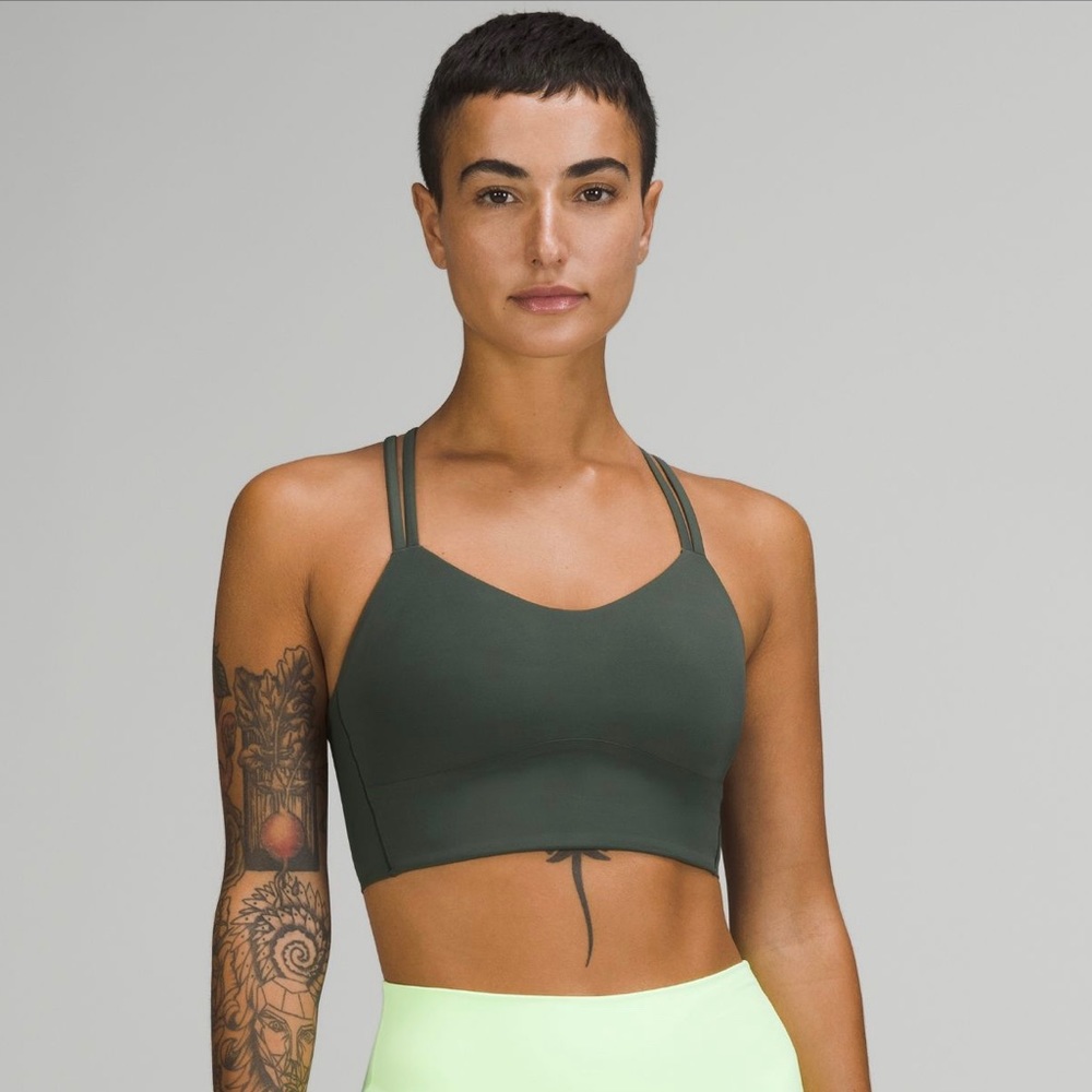Lulu Lemon Smoked Spruce Wunder Train Long Line Bra Smoked Spruce